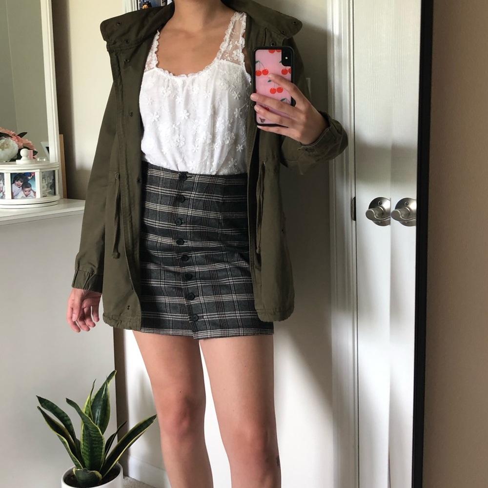 uo cooperative button plaid mini skirt